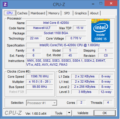  Toshiba Portege Z30-A-M5S: cpu information 