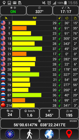  Samsung Galaxy S5 GPS/GLONASS/Beidou test: about 1 minute after start 