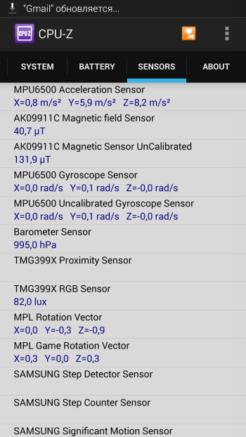  Samsung Galaxy S5 system information: CPU cores 