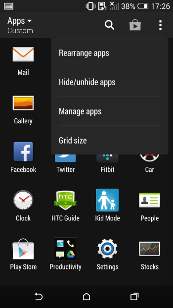  HTC One M8 interface: notification bar 