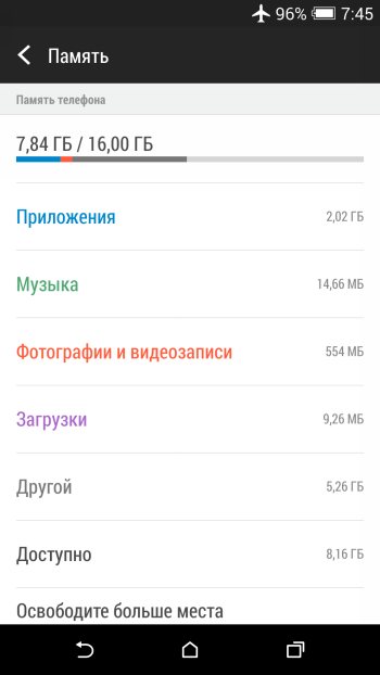  HTC One M8 built-in flash memory 