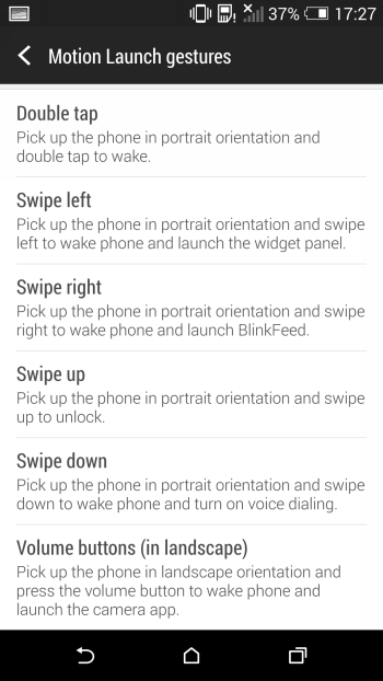  HTC One M8 motion launch gestures 