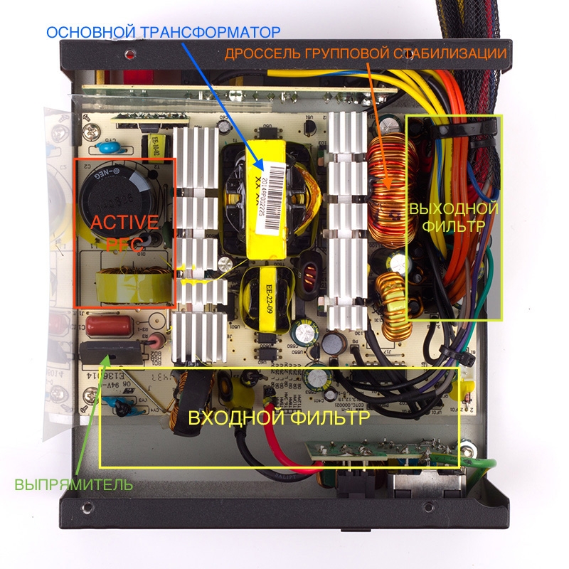  Внутреннее устройство БП (AeroCool KCAS-650M) 