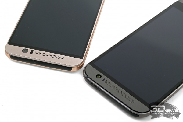  Верхние торцы One M9 (слева) и One M8 (справа) 