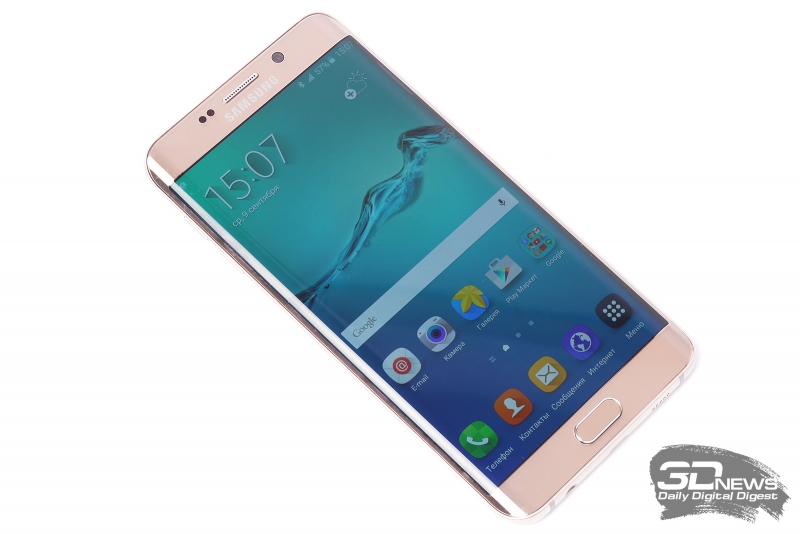  Samsung GALAXY S6 Edge+ со включенным экраном 